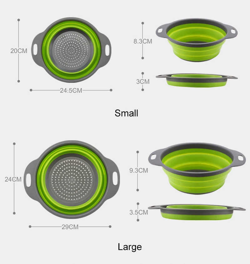 2 шт. Складные дуршлаги, набор силиконовых кухонных корзин для фруктов, овощей, квадратные корзины, складные ситечки, корзина для мытья, фильтр