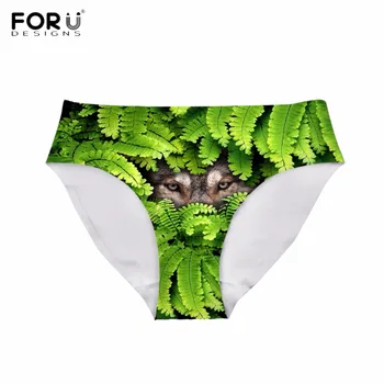 

FORUDESIGNS Ultra-Thin Women's Underwear Sexy Seamless Panties 3D Green Leaves Owl Tiger Eyes Printed Briefs Female Underpants