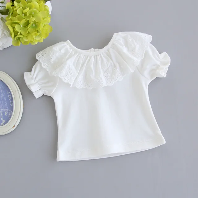 Infants Clothes Newborn Baby Girls White T shirts Cotton Short sleeved