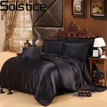 Solstice черный, белый, сплошной цвет, сатин, 4 шт., комплект постельного белья queen/King size, роскошное постельное белье, постельное белье, пододеяльник, простыня