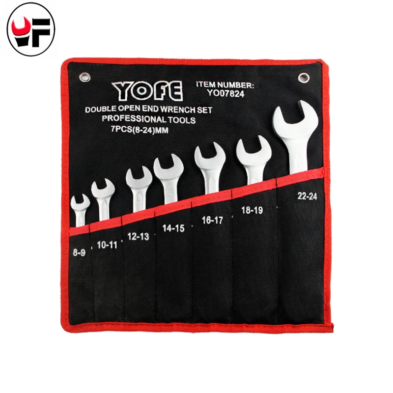 

YOFE Double Open End Concave rib tool wrench canvas Bag 7PCS/set Spanner wrench high quality car tools wrench hand tools