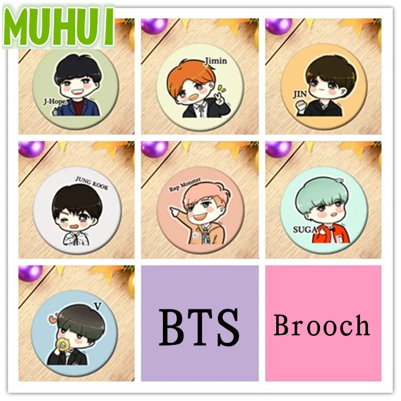 

Free Shipping KPOP BTS Bangtan Boys Q Styles Brooch Pins Badge Broches For Clothes Backpacks B590