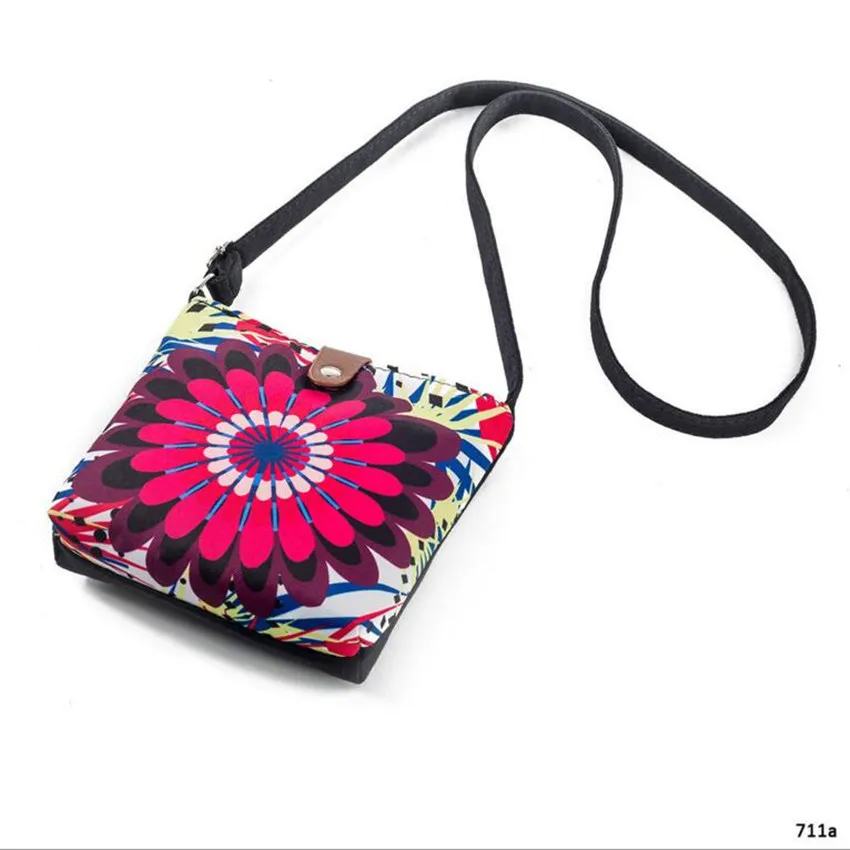 

M432 Individual Canvas Bags National Style Mobile Phone Bag Flower Oblique Cross Bag