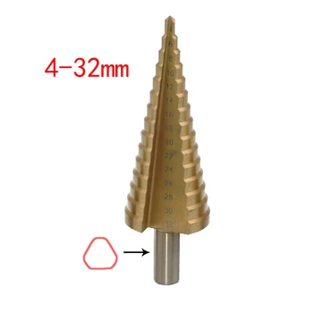 

1pc Metric Spiral Flute The Pagoda Shape Hole Cutter 4-12/20/32mm Steel Cone Drill Bit Set Steel Step Sharpening Tool