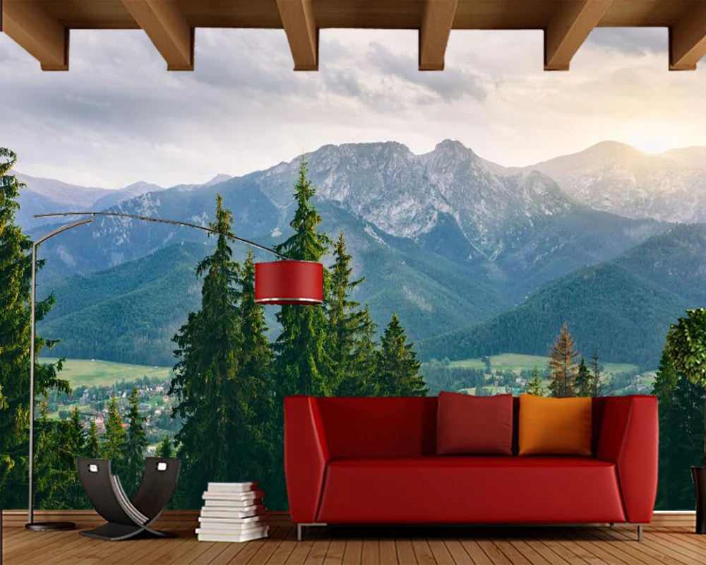 Sunsets горный природный пейзаж 3d обои papel де parede гостиная ТВ диван настенная спальня