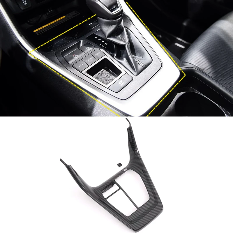

Car Styling For Toyota Rav4 2019 2020 Carbon Fiber Gear Shift Box Cover Molding Trim Decorate Sticker Interior Accessories 2Pcs