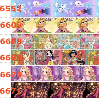 

New 50 yards cute cartoon princess ribbon printed grosgrain ribbon free shipping
