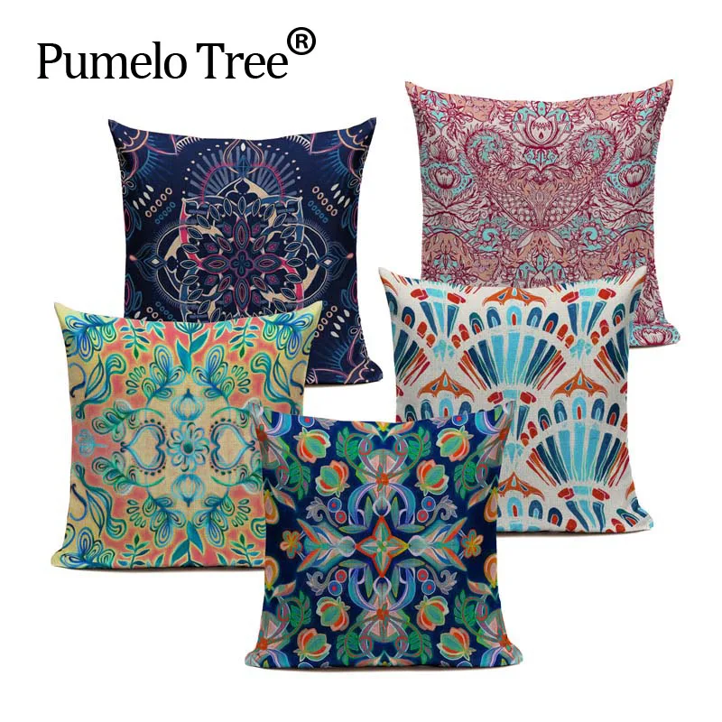 

Vintage Fancy Cushion Cover Customied Cushions Home Decor Linen Pillow Case multicolour Pillowcases On The Pillows Decorative