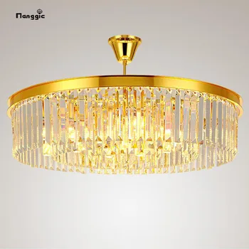 

Modern crystal chandelier living room gold round chandelier creative personality room hall atmospheric restaura lamp