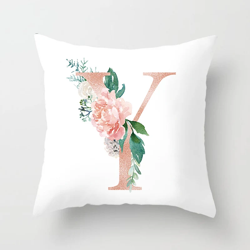 TPR120-25 Christmas gift Nordic Decorative Cushion Cover White pink Rose 26 English Letters Pillow Cover Hotel Cafe Car Seat Pillowcase - Цвет: TPR120-25