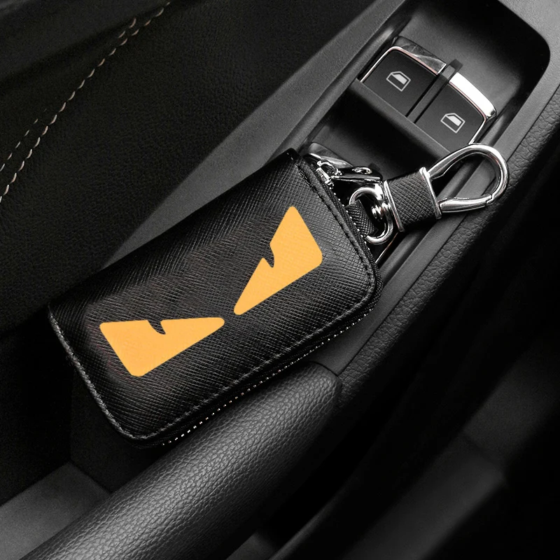 

PU Leather Universal Car Key Holder Storage Case Auto Keychains Key Cover Bag for BMW Lada Benz Keychain with Black Color