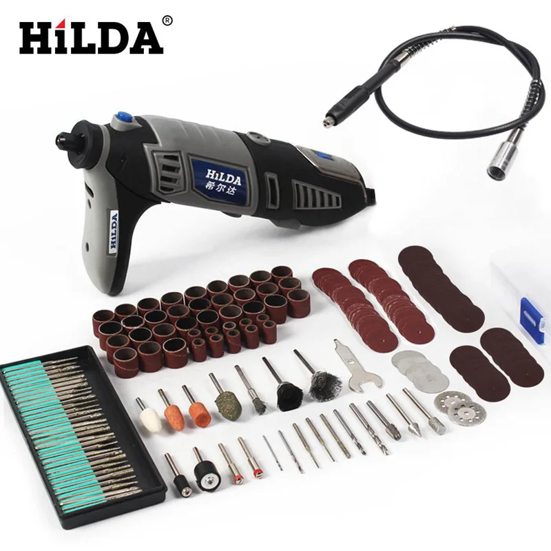

HILDA Dremel 220V 180W Electric Rotary Power Tool mini Drill With Flexible Axle Accessories Set For Woodworking