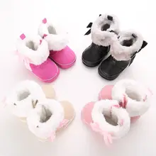 Милый младенческой Одежда для малышей для девочек мягкая подошва обувь для малышей, мокасины для новорожденных Сапоги с бантами для детей 0-18 месяцев