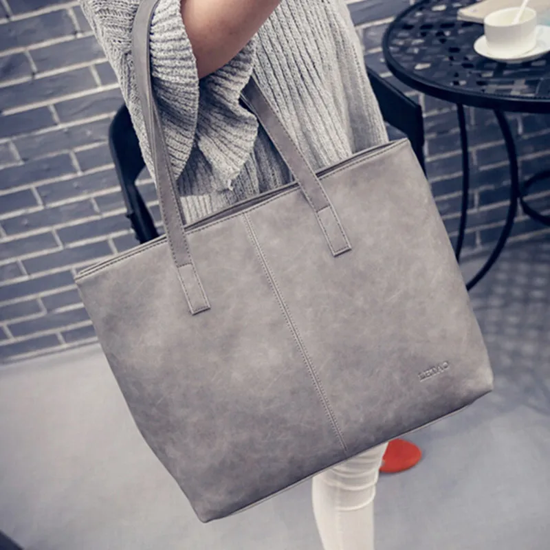 Fashion Women Bag Totes Women PU Leather Handbag Brief Shoulder Bags Large capacity luxury handbags women Gray Black bags,DJ7083
