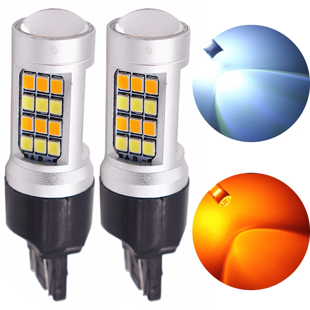 2x T20 7443 42 SMD 2835 накаливания дневного вождения двухцветный мигающий фонарь УФ
