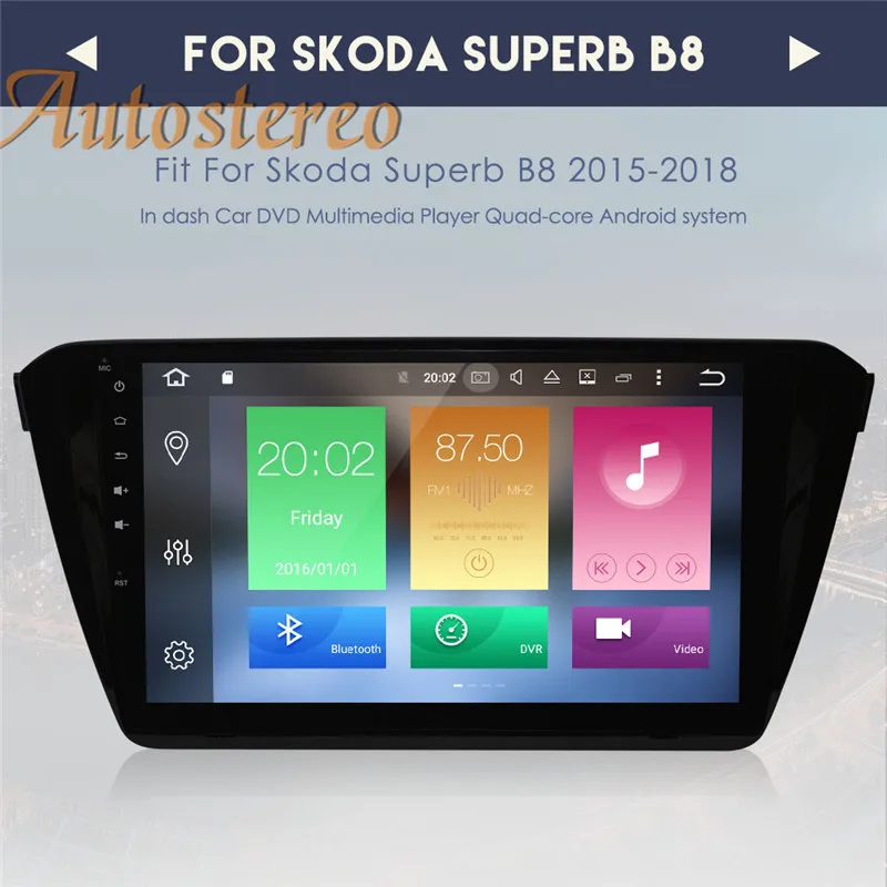 Sale Android 9 4GB RAM Car GPS Navigation Car DVD Player For SKODA Superb B8 2015 2016 2017 2018 tape recorder multimedia system unit 4