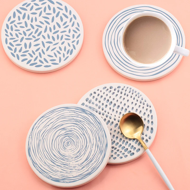 

Round Coasters Coffee Cup Mat Tea Pad Hot Drink Holder Dining Absorbent Soft Wooden Placemats Decoration Table Mats Accessories