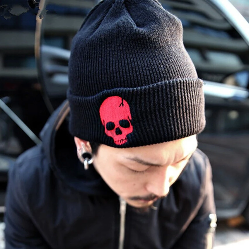 

2016 Skull Pattern Casual Beanies for Men Women Fashion Knitted Winter Hat Solid Color Hip-hop Skulls Bonnet Unisex Cap Gorro