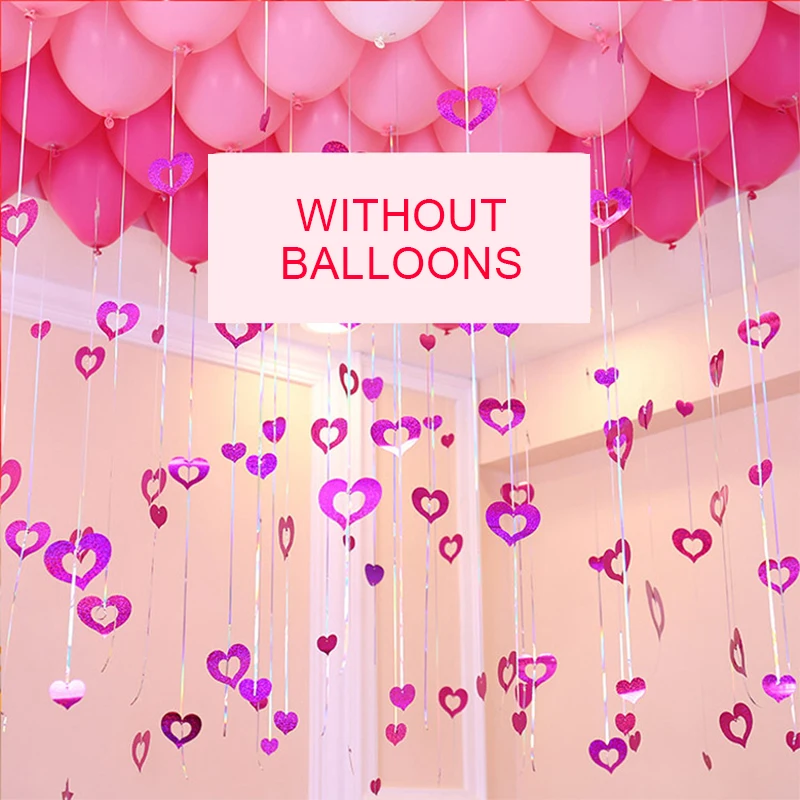 Wedding Decoration 100pcs Heart Shiny Balloon Ribbon Pendant Merry Christmas Party Decorations Baby Shower Unicorn Party Boda