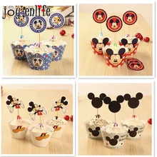 JOY-ENLIFE Mickey Mouse Theme Party Series 12pcs Cupcake Wrapper 12pcs Topper For Baby Shower Birthday Party Decoration Supplies