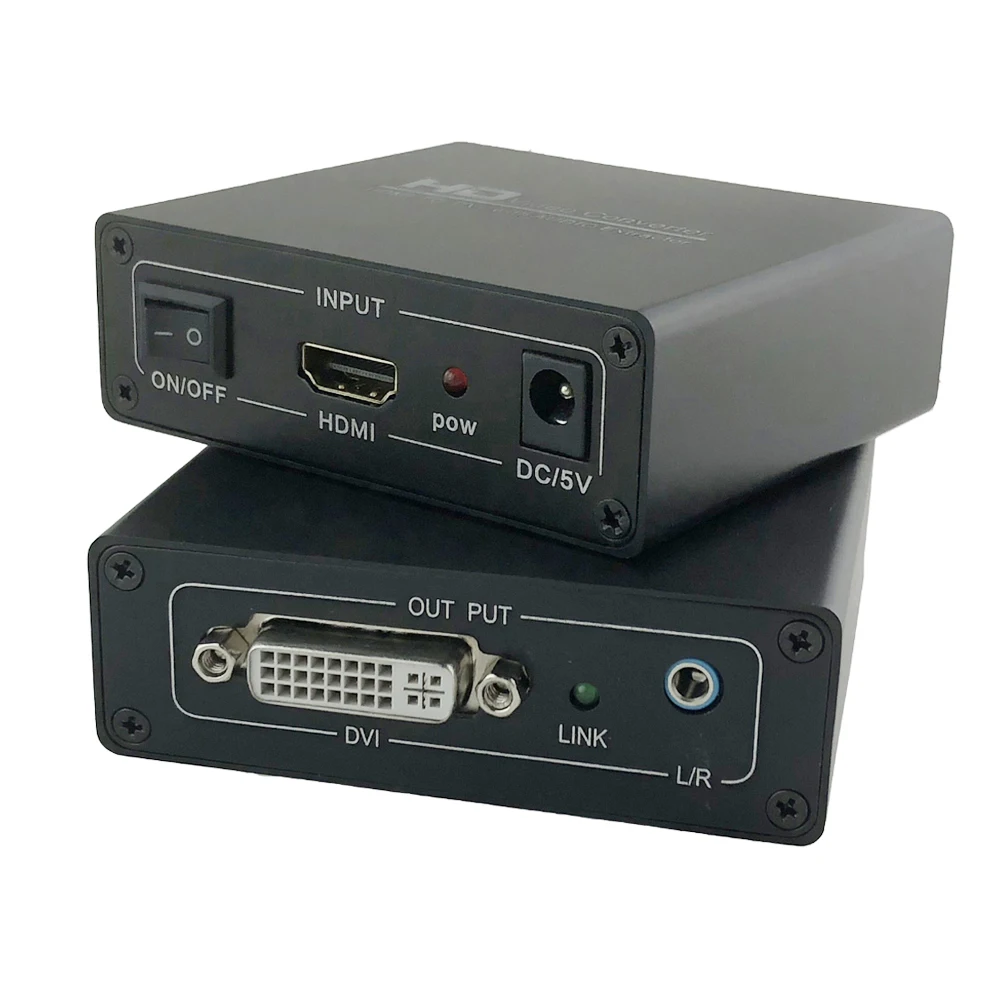 

HDMI to DVI Converter HDMI in to DVI+Stereo Audio out with Power Adapter for PC laptop PS4 etc. plug and play