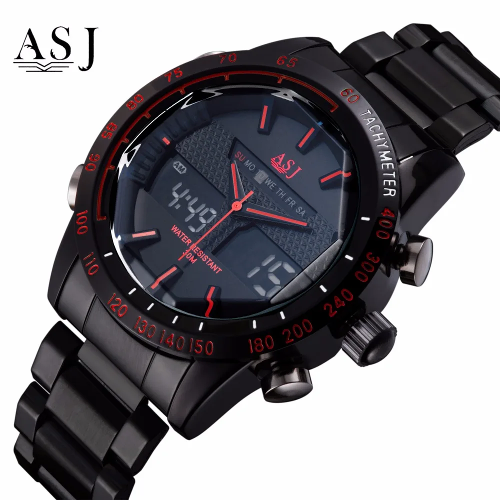 

ASJ Watch Top Brand Luxury Quartz Mens Watches Men LED Digital Date Alarm Chronograph Military Male Clock Sport Army Clocks 066