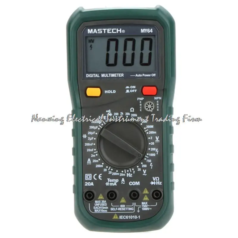 MASTECH MY64 Digital Multimeter AC / DC DMM Frequency Capacitance Temperature Meter Tester w / hFE Test Ammeter Multimetro digital multimeter w temperature capacitance frequency test lcr meter ammeter analog multitester