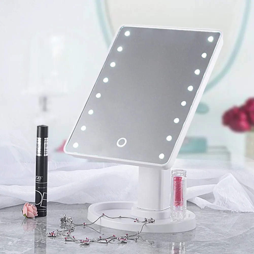 

New Style Bedroom Makeup Countertop 360 Degree Rotation 16LED Adjustable Touch Dimmable Desktop Cosmetic Makeup Mirror Drop ship