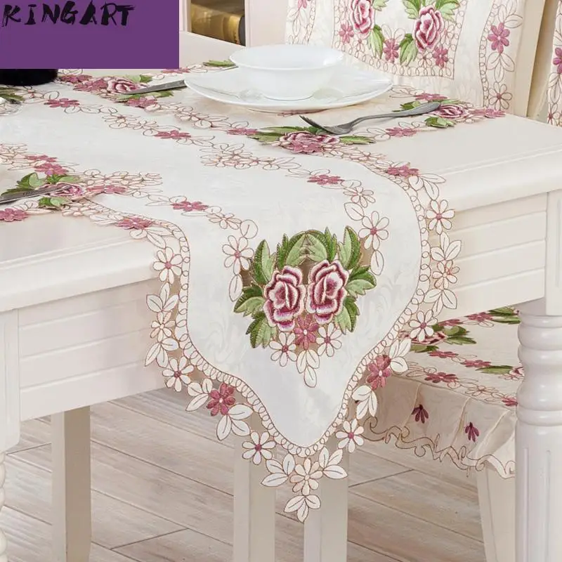 

Wedding Embroidered Table Runner Dinning Table Cloth Round Rectangular Tablecloth Mantel Cover & Cup Tea Table Runner