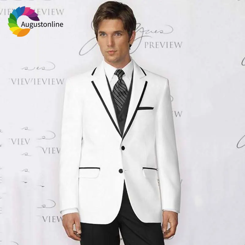 

Custom Made Italian White Wedding Suits for Men Slim Fit Groom Tuxedos 3Pieces Best Man Blazers Jacket Pants Vest