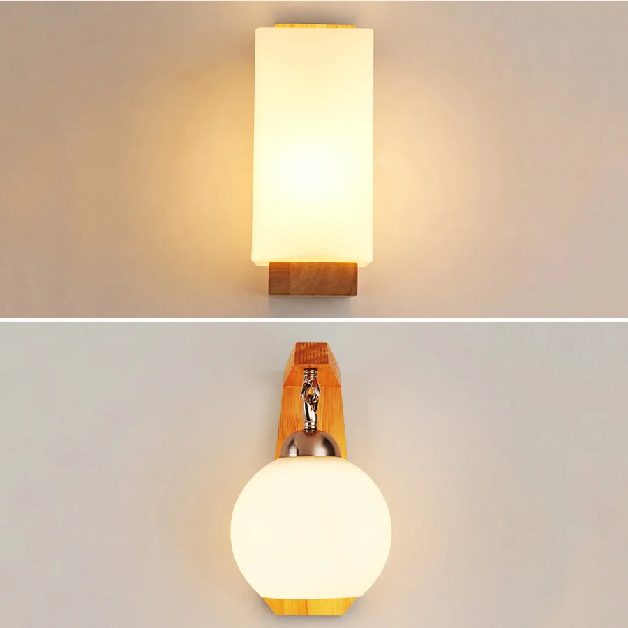 Скандинавский настенный светильник деревянный светодиодный Wandlamp стеклянная