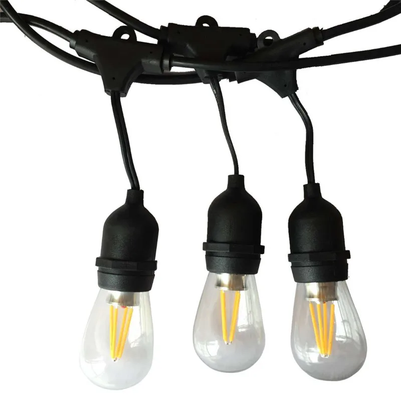 15 Socket 48ft 14.4M European Cafe Patio Hanging Outdoor Waterproof Globe String Lights With E27 15pcs Bulbs