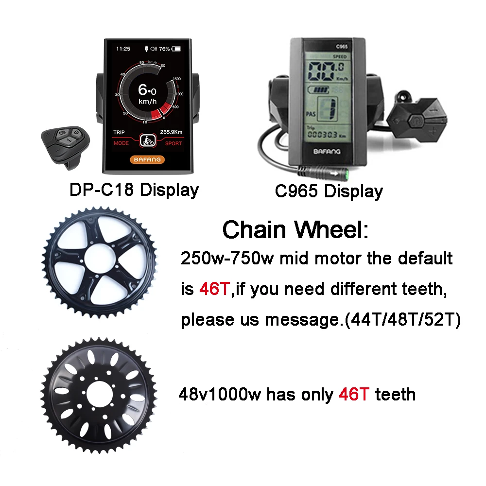 Discount 36V 250W/350W/500W 48V 500W/750W/1000W Electric Bicycle/Bike Ebike Conversion Kit Bafang BBS01 BBS02 BBS03/BBSHD Mid Drive Motor 19