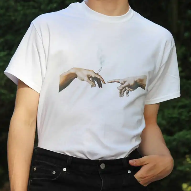Moda Show WW viejo artista hecho a mano camiseta de alta