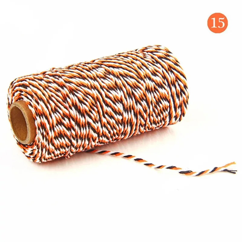 30 цветов, 100 метров, двухцветная хлопковая веревка, хлопковый шнур, используемый в подарочной упаковке, декоративный подарок для пекарни - Цвет: 15