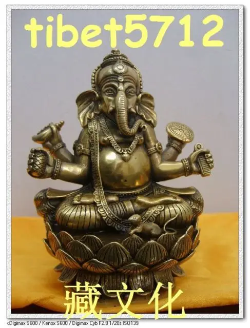 Tibetan Buddhist bronze GANESHA INDISCHER GOTT buddha statue Garden Decoration 100% real Brass Bronze Crafts Arts