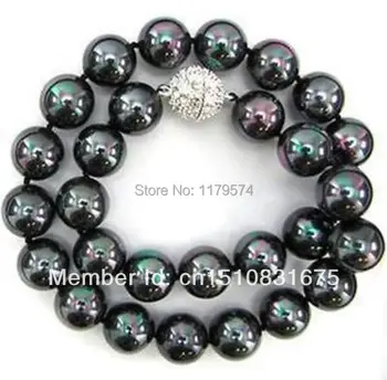 

10mm Black South Sea Shell Pearl Necklace 18" AAAxu51