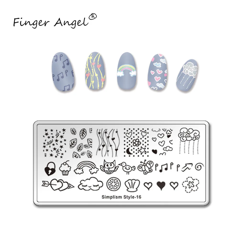 Finger Angel 1PCS Nail Art Stamping Plates Flower Pattern Image Plate Hot Sales Rectangle Printing Template Mix Designs