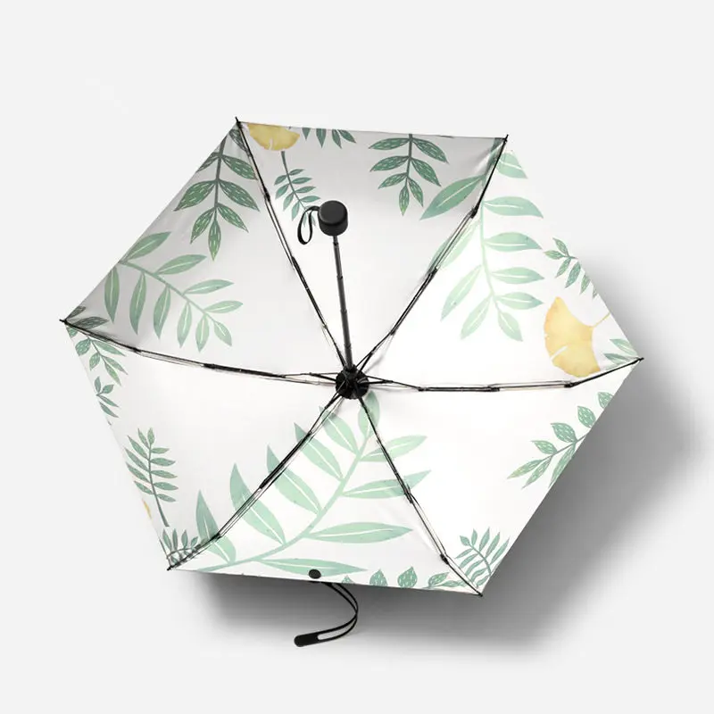 

Sunny Rainy Umbrella Pocket Mini Umbrellas Anti UV Sun Rain Windproof Light Folding Portable for Women Girl Lovely Leaves