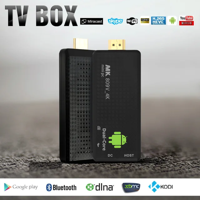 MK809 IV Android 5.1 TV Dongle RK3229 Quad-Core 1G / 8G UHD 4K HD Mini PC Miracast / DLNA H.265 WiFi Smart Media Player
