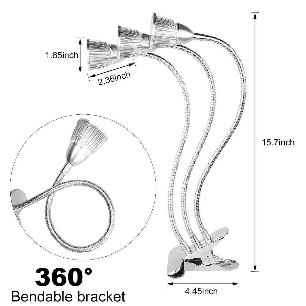 3 головки светодиодный светать Dual Head 15 W 10 W завод светодиодная лампа для выращивания Фито lampy с двойной на переключатель ВКЛ./ВЫКЛ .. для