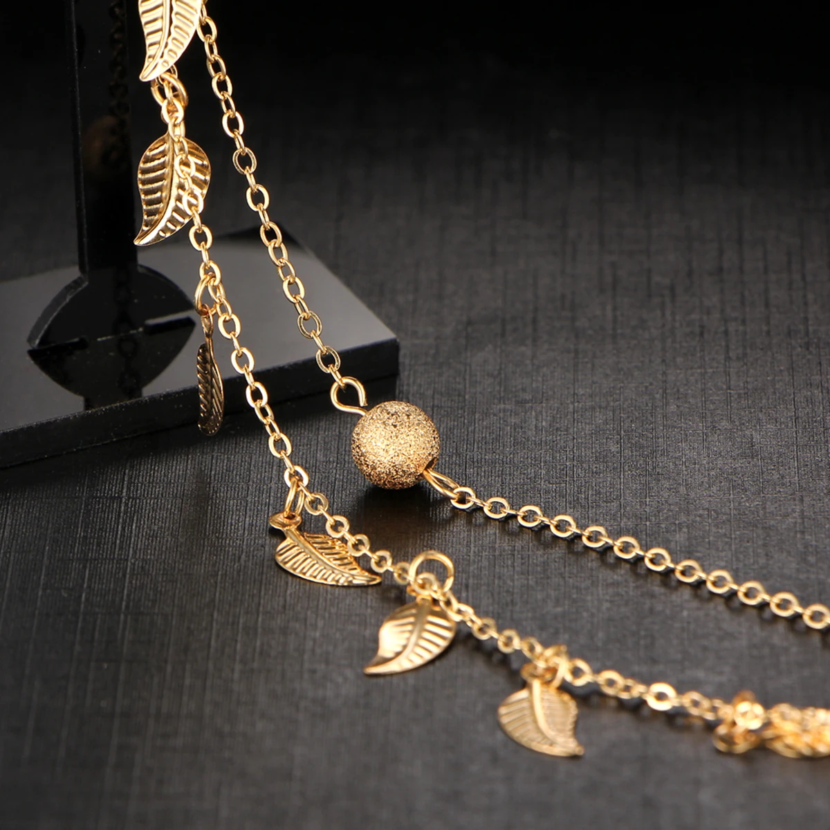 Charms Trendy Double Chain Sea Beach Anklet Gold Sliver Plated Leaves Ankle Bracelet Bohemian Jewelry Accessories Gift For Women