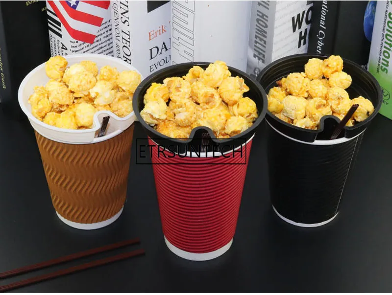 크리에이티브 스낵 컵 홀더, 프라이드 치킨 프라이 팝콘 컵 홀더, 일회용 차가운 음료, 우유 차 플라스틱 트레이, 500 개