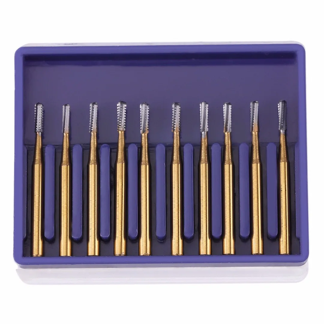 DWZ 10pcs New High Speed Dental Tungsten Steel Crown Metal Cutting Burs