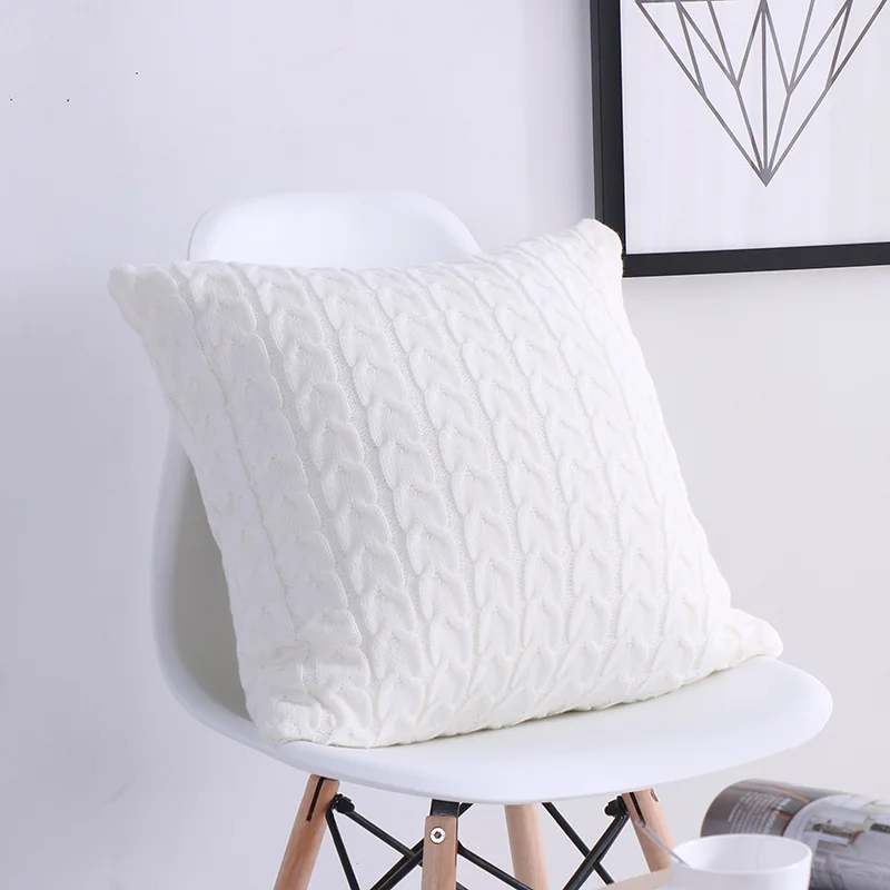

Wool Pillowcase Retro European Style Wool Knit Plain Cushion without Core