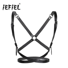IEFiEL Женский pu кожаный косплей регулируемый нагрудный ремень для Тела Бондаж пояс с пряжками уплотнительные кольца x-образная спина для ночного костюма
