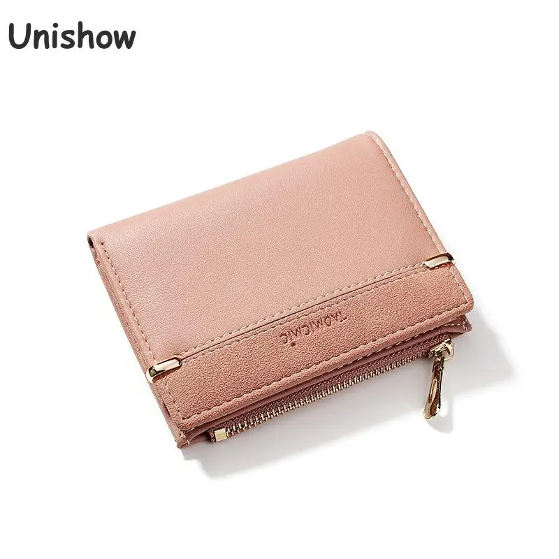 

Unishow Small Wallet Women Matte Pu Leather Female Purse Zipper Ladies Wallet Female Coin Purse Card Holders Cartera