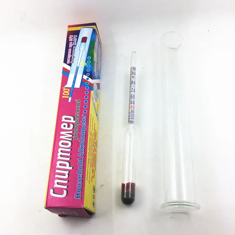 

2PCS Alcoholmeter Wine Alcohol Meter for Vodka Whiskey Wine Hydrometer Tester Densitometer with Cylinder 0-96 Russia Version