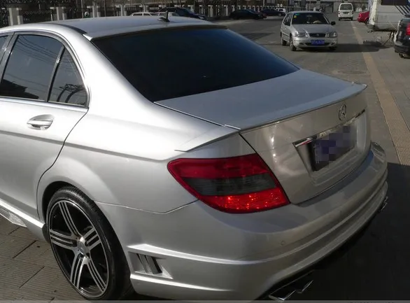 

For Benz W204 Spoiler 4-Doors Sedan C63 C180 C200 C260 FRP Plastic Tail Wing painted Primer Color for W204 2007-2013