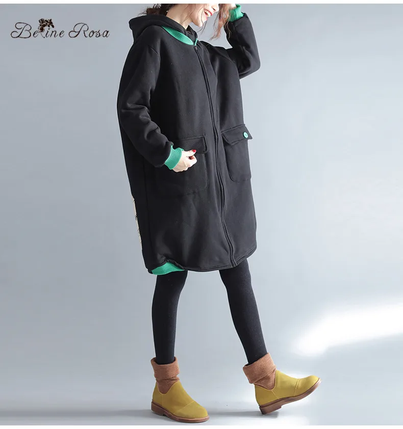 BelineRosa, женские зимние пальто, корейская мода, принт персонажа, флисовая подкладка размера плюс, одежда без капюшона HS000407